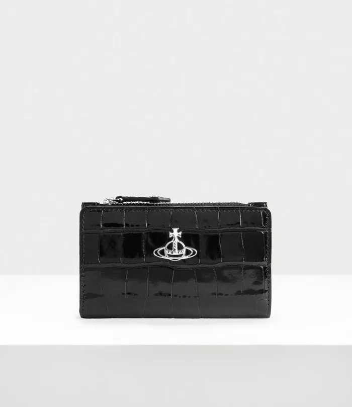Wallets And Purses Women Vivienne Westwood Crocodile Slim Flap Card Holder In Black Wallets And Purses Women Vivienne Westwood Crocodile Slim Flap Card Holder In Black
