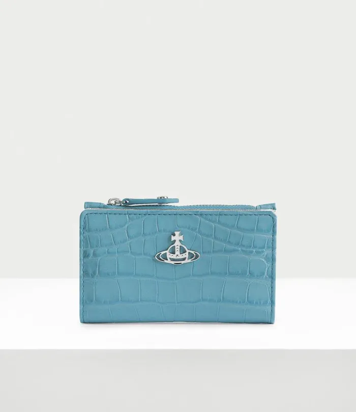 Wallets And Purses Women Vivienne Westwood Crocodile Slim Flap Card Holder In LightBlue Wallets And Purses Women Vivienne Westwood Crocodile Slim Flap Card Holder In LightBlue