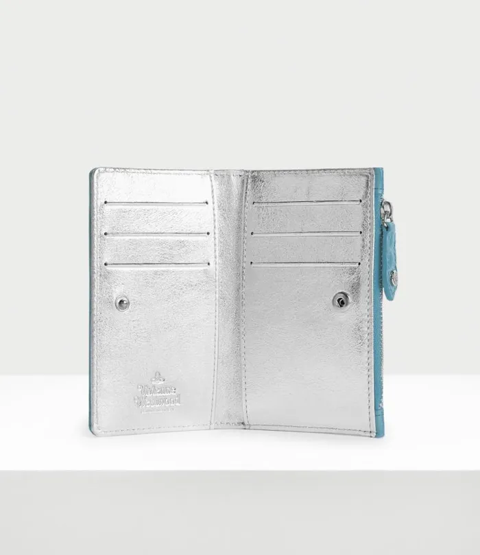 Wallets And Purses Women Vivienne Westwood Crocodile Slim Flap Card Holder In LightBlue