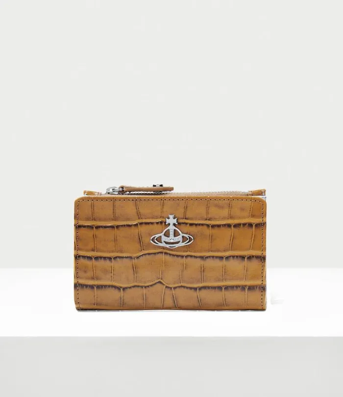 Wallets And Purses Women Vivienne Westwood Crocodile Slim Flap Card Holder In Tan Wallets And Purses Women Vivienne Westwood Crocodile Slim Flap Card Holder In Tan