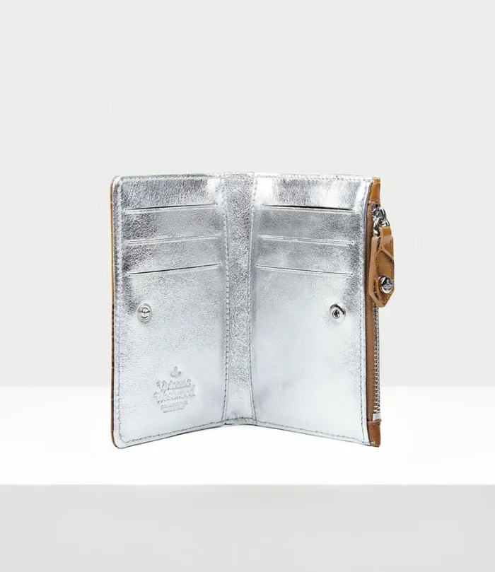 Wallets And Purses Women Vivienne Westwood Crocodile Slim Flap Card Holder In Tan