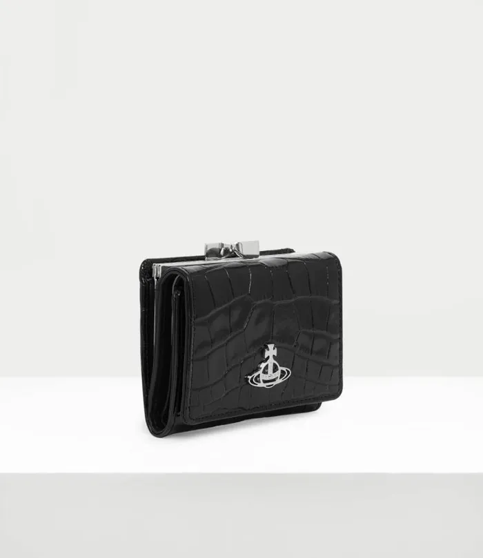 Wallets And Purses Women Vivienne Westwood Crocodile Small Frame Wallet In Black