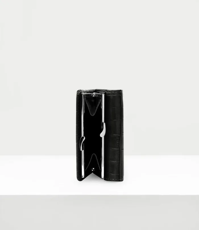 Wallets And Purses Women Vivienne Westwood Crocodile Small Frame Wallet In Black