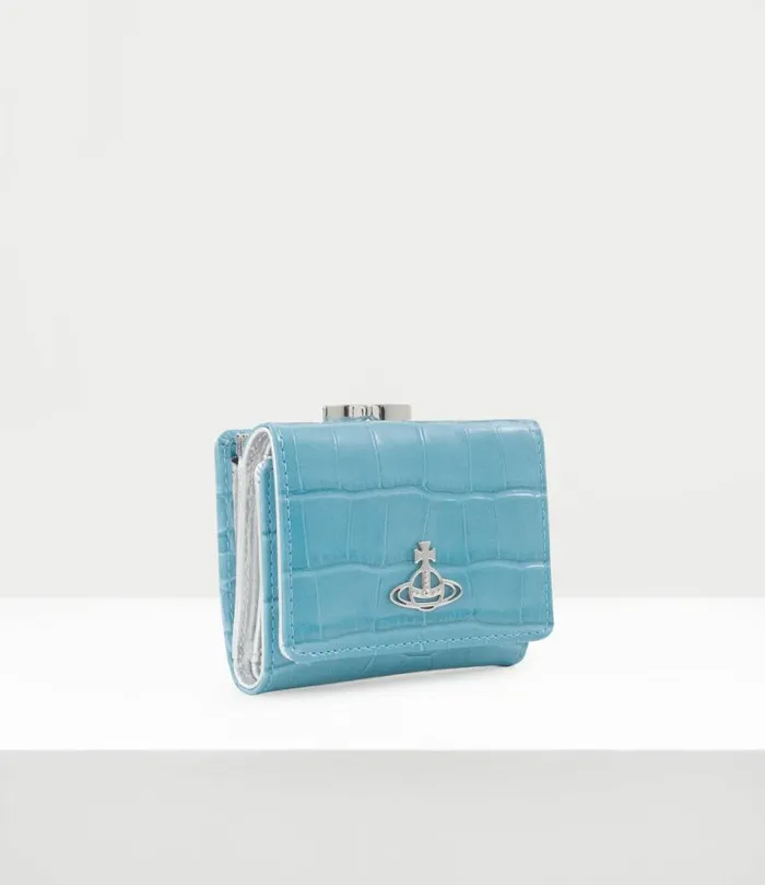 Wallets And Purses Women Vivienne Westwood Crocodile Small Frame Wallet In LightBlue