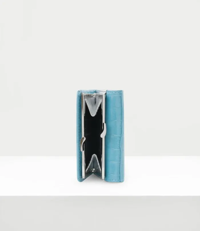Wallets And Purses Women Vivienne Westwood Crocodile Small Frame Wallet In LightBlue