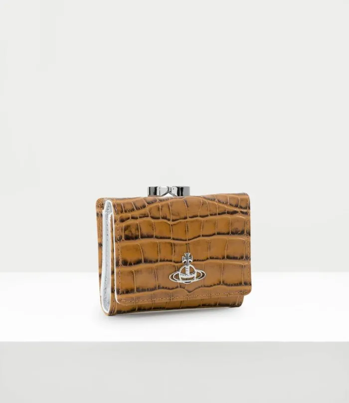 Wallets And Purses Women Vivienne Westwood Crocodile Small Frame Wallet In Tan