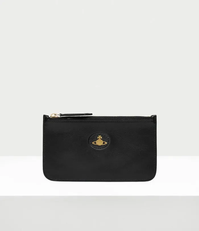 Wallets And Purses Women Vivienne Westwood Polished Leather Card Pouch In Black Wallets And Purses Women Vivienne Westwood Polished Leather Card Pouch In Black