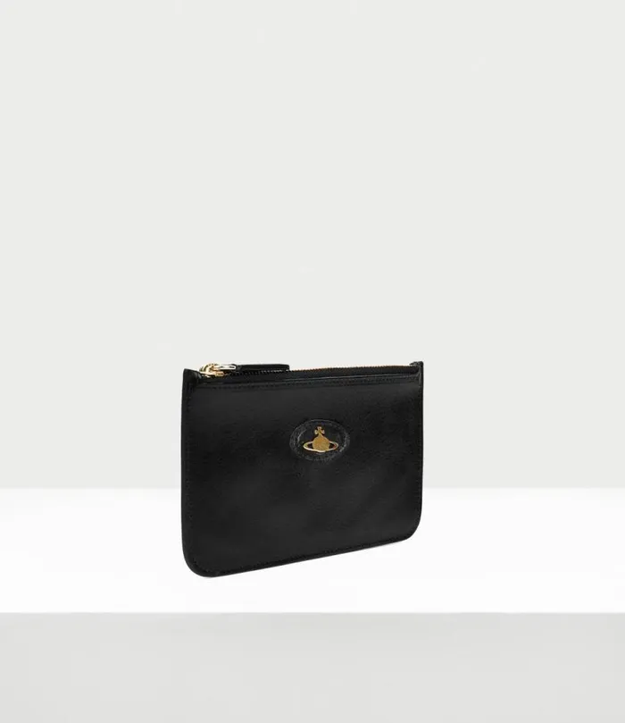 Wallets And Purses Women Vivienne Westwood Polished Leather Card Pouch In Black