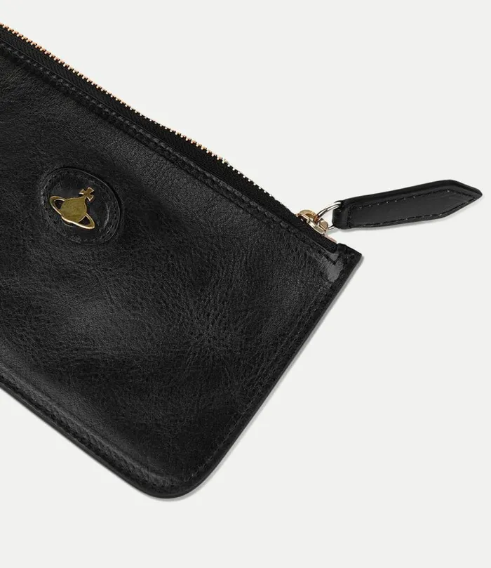 Wallets And Purses Women Vivienne Westwood Polished Leather Card Pouch In Black