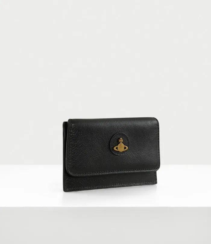 Wallets And Purses Women Vivienne Westwood Polished Leather Long Card Holder In Black