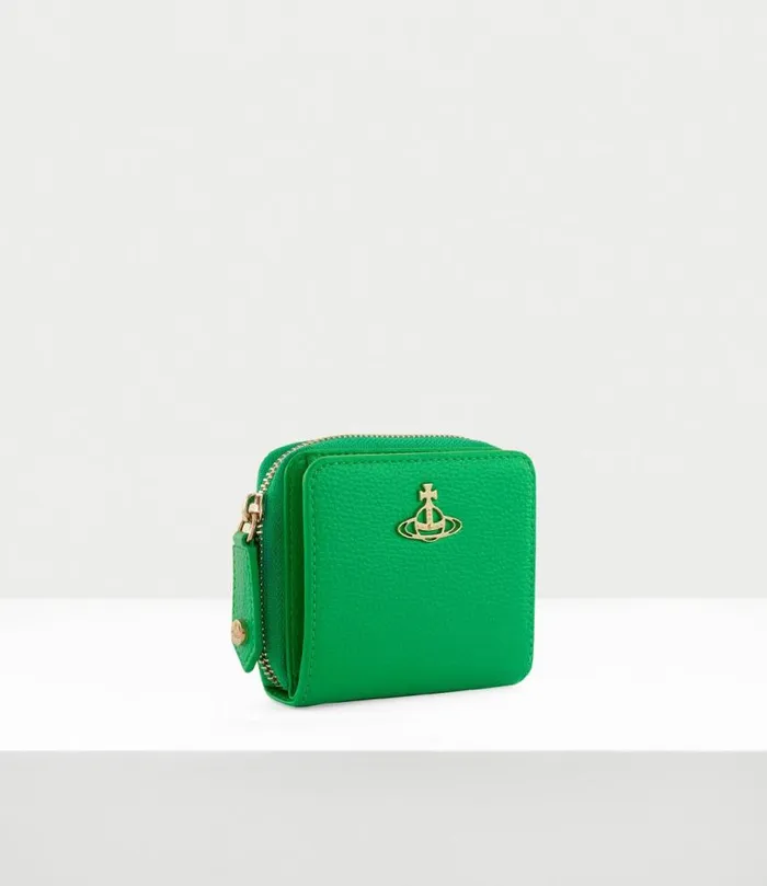 Wallets And Purses Women Vivienne Westwood ReVegan Medium Zip Wallet In BrightGreen