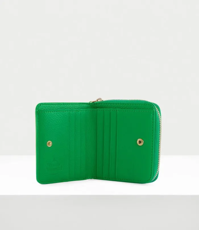 Wallets And Purses Women Vivienne Westwood ReVegan Medium Zip Wallet In BrightGreen
