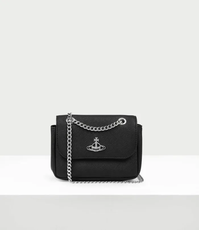 Wallets And Purses Women Vivienne Westwood Saffiano Biogreen Small Purse With Chain In Black Wallets And Purses Women Vivienne Westwood Saffiano Biogreen Small Purse With Chain In Black
