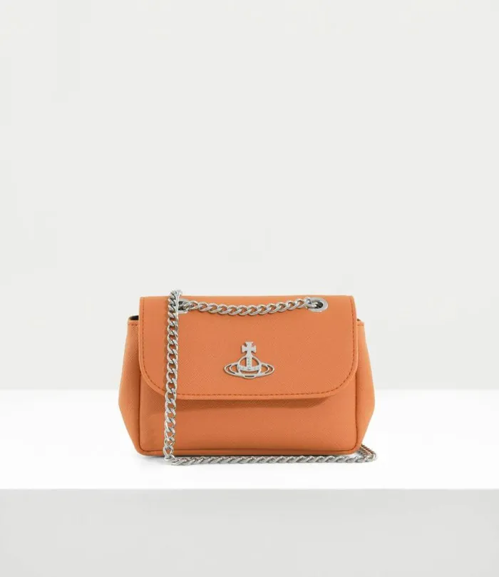 Wallets And Purses Women Vivienne Westwood Saffiano Biogreen Small Purse With Chain In Orange Wallets And Purses Women Vivienne Westwood Saffiano Biogreen Small Purse With Chain In Orange