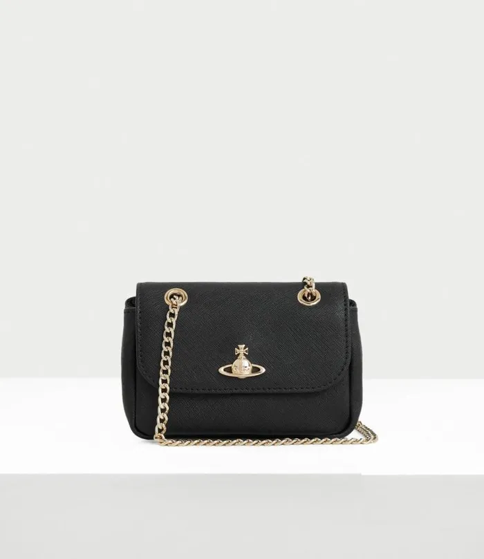 Wallets And Purses Women Vivienne Westwood Saffiano Small Purse With Chain In Black Wallets And Purses Women Vivienne Westwood Saffiano Small Purse With Chain In Black