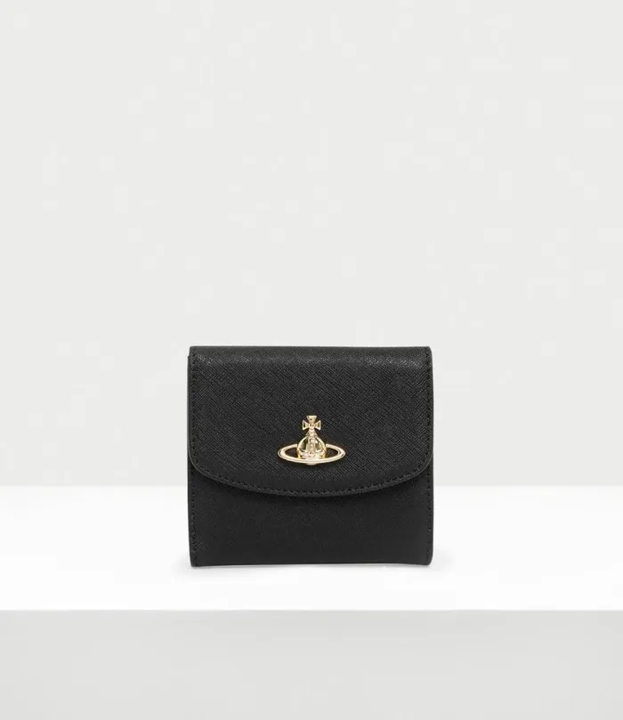 Wallets And Purses Women Vivienne Westwood Saffiano Small Wallet In Black