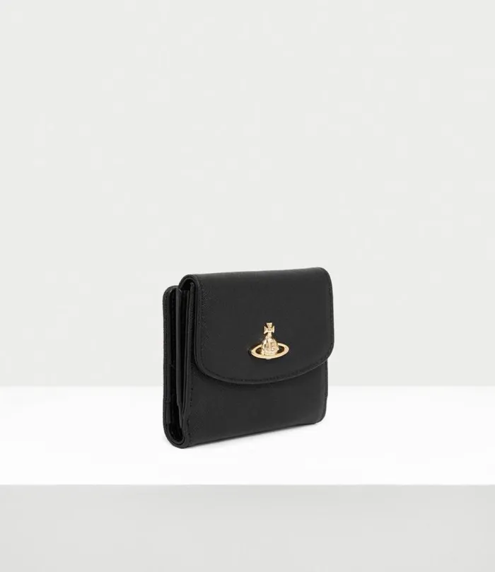 Wallets And Purses Women Vivienne Westwood Saffiano Small Wallet In Black