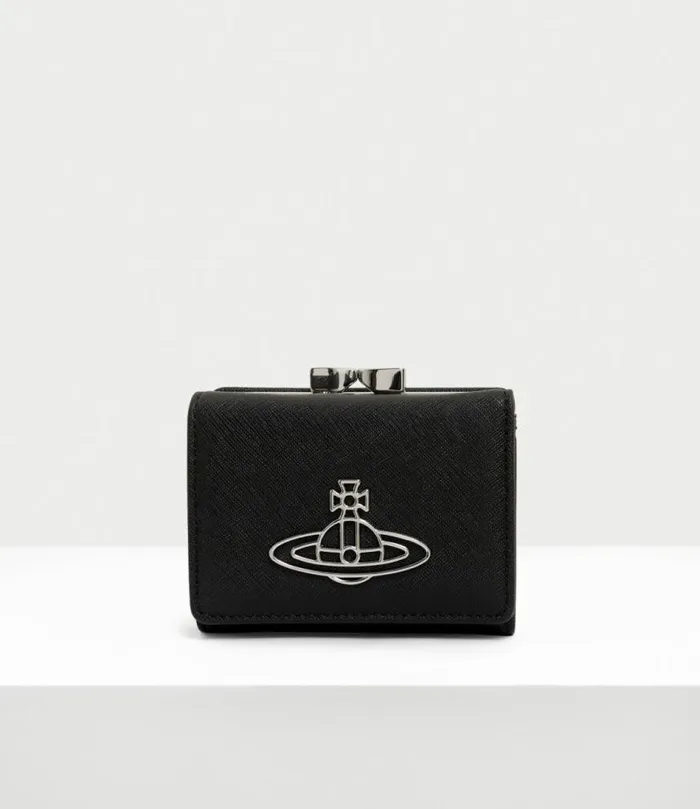 Wallets And Purses Women Vivienne Westwood Saffiano Thin Line Small Frame Wallet In Black Wallets And Purses Women Vivienne Westwood Saffiano Thin Line Small Frame Wallet In Black