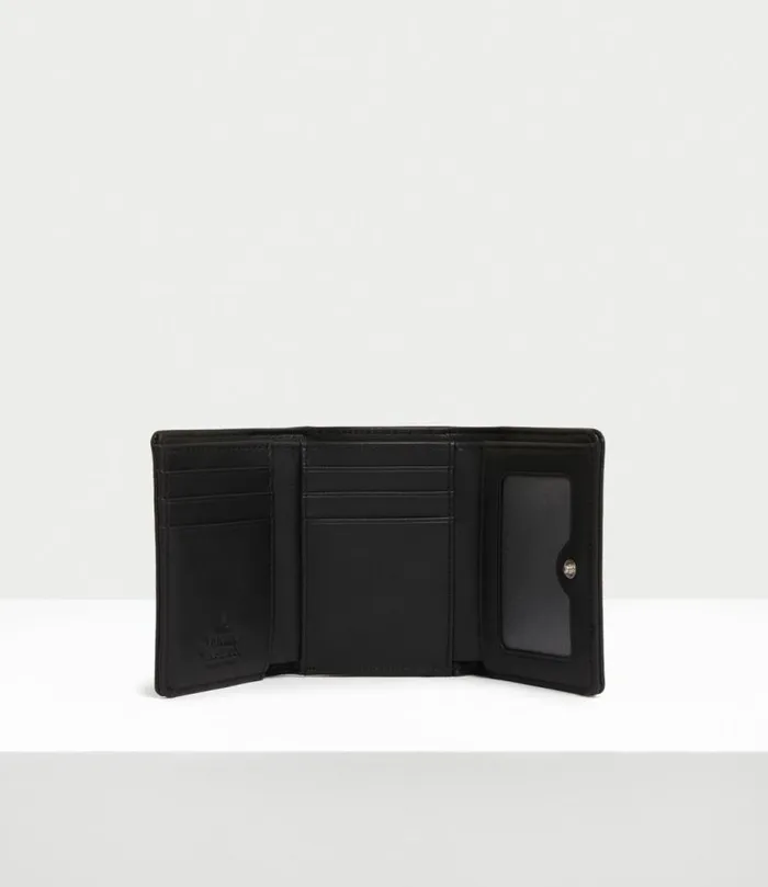 Wallets And Purses Women Vivienne Westwood Saffiano Thin Line Small Frame Wallet In Black