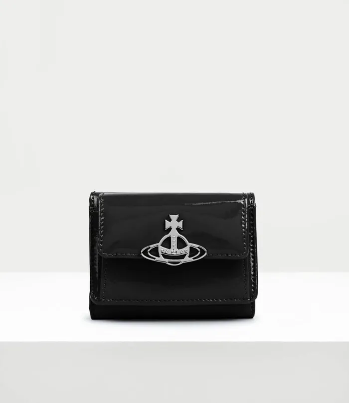 Wallets And Purses Women Vivienne Westwood Shiny Patent Small Flap Purse In Black Wallets And Purses Women Vivienne Westwood Shiny Patent Small Flap Purse In Black