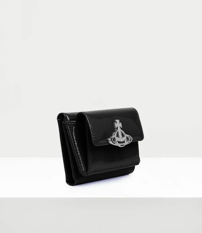 Wallets And Purses Women Vivienne Westwood Shiny Patent Small Flap Purse In Black