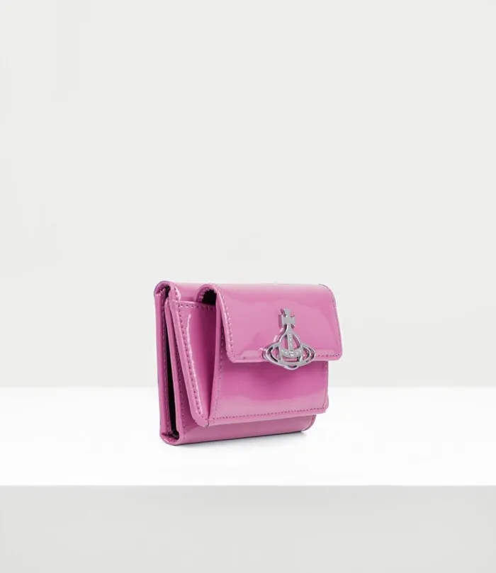 Wallets And Purses Women Vivienne Westwood Shiny Patent Small Flap Purse In Pink