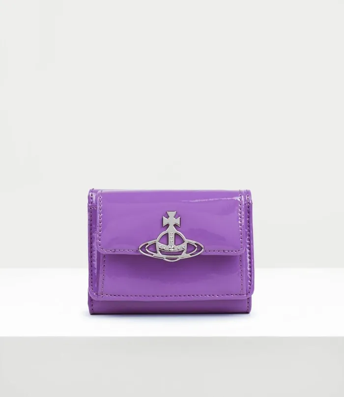 Wallets And Purses Women Vivienne Westwood Shiny Patent Small Flap Purse In Purple Wallets And Purses Women Vivienne Westwood Shiny Patent Small Flap Purse In Purple