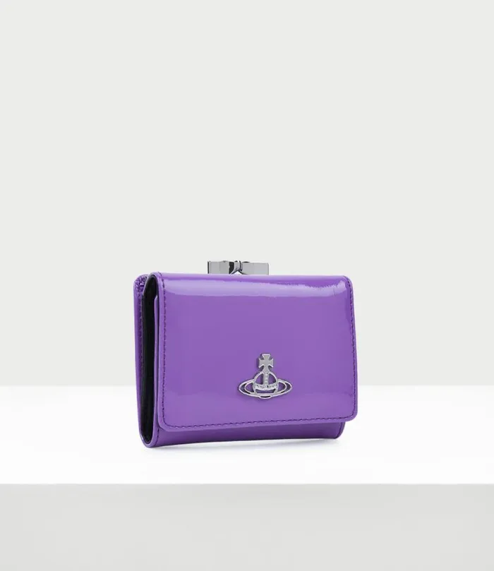 Wallets And Purses Women Vivienne Westwood Shiny Patent Small Frame Wallet In Purple