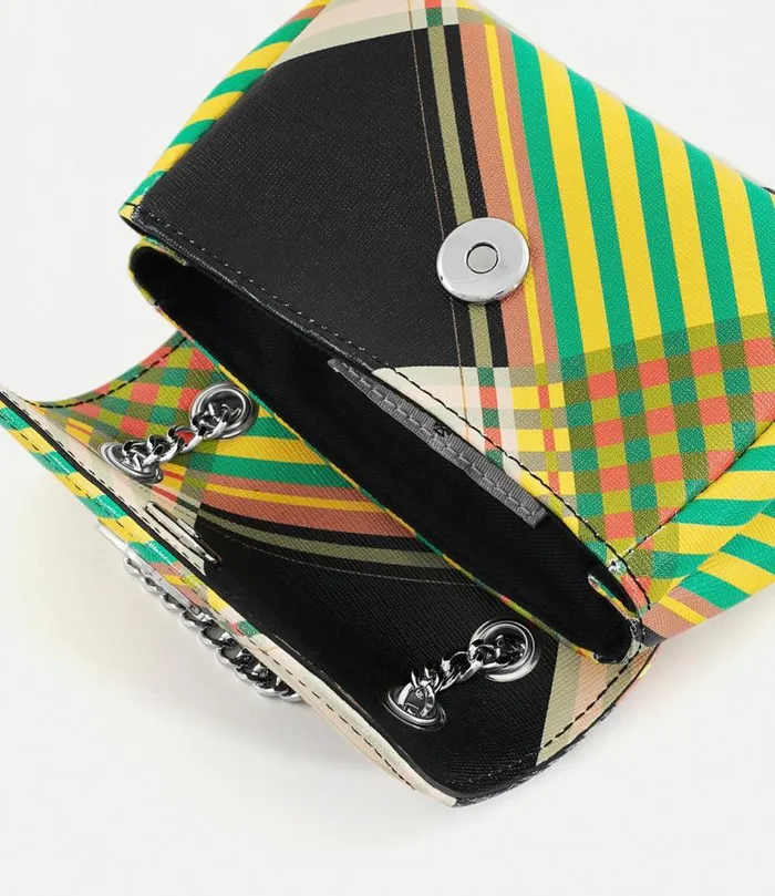 Wallets And Purses Women Vivienne Westwood Small Purse With Chain In CombatTartan