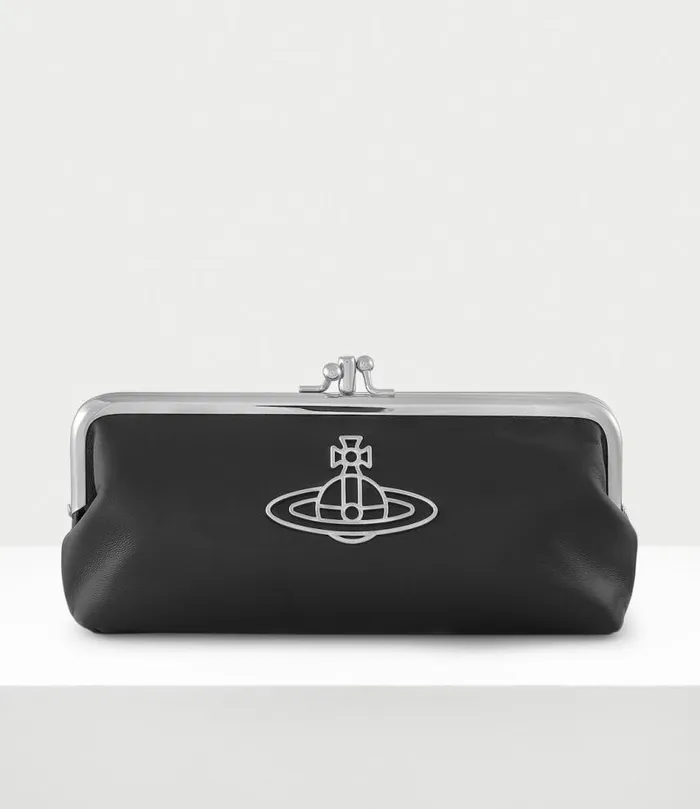 Wallets And Purses Women Vivienne Westwood Thin Line Orb Double Frame Purse In Black Wallets And Purses Women Vivienne Westwood Thin Line Orb Double Frame Purse In Black