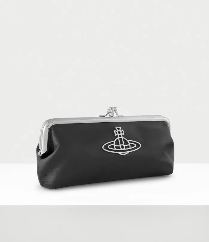 Wallets And Purses Women Vivienne Westwood Thin Line Orb Double Frame Purse In Black