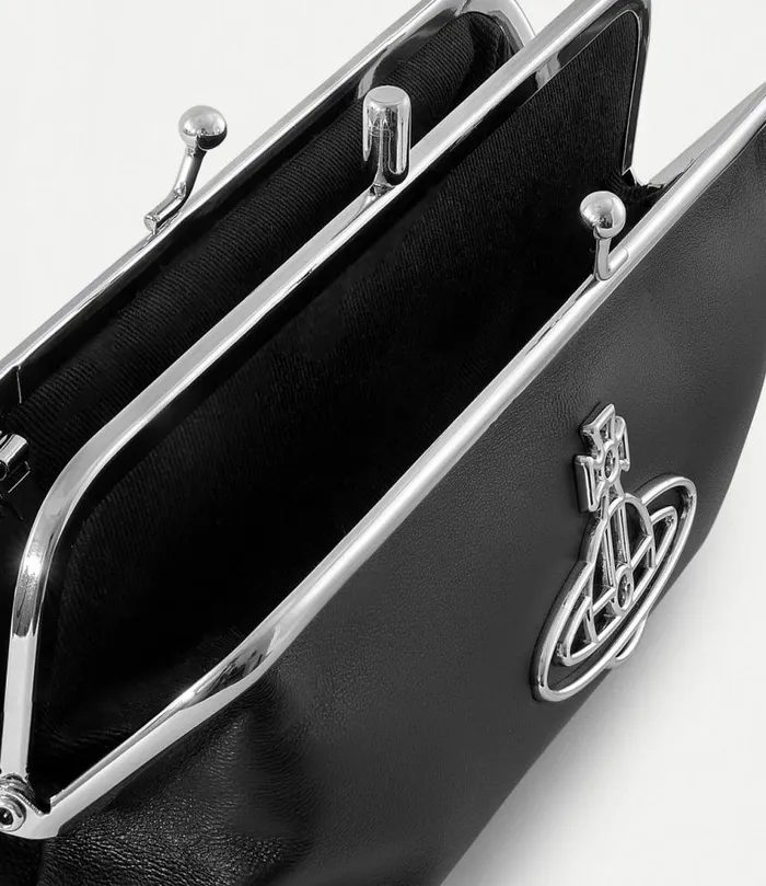 Wallets And Purses Women Vivienne Westwood Thin Line Orb Double Frame Purse In Black