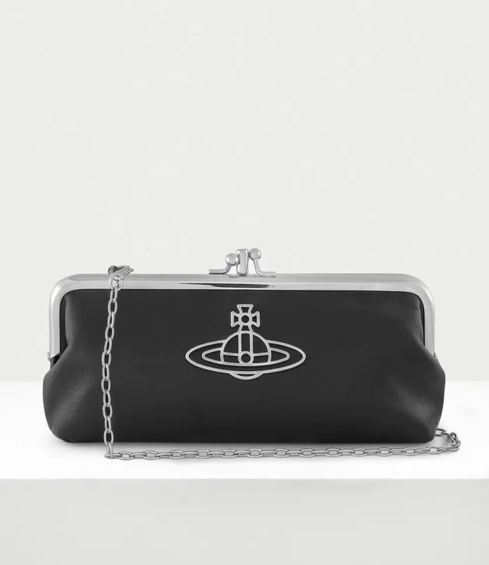 Wallets And Purses Women Vivienne Westwood Thin Line Orb Double Frame Purse In Black