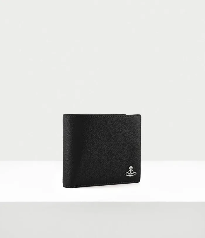 Wallets Men Vivienne Westwood Grain Leather Man Wallet With Coin Pocket In Black