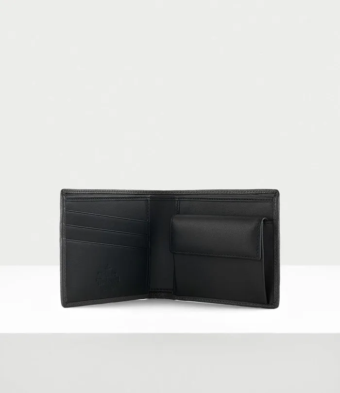 Wallets Men Vivienne Westwood Grain Leather Man Wallet With Coin Pocket In Black