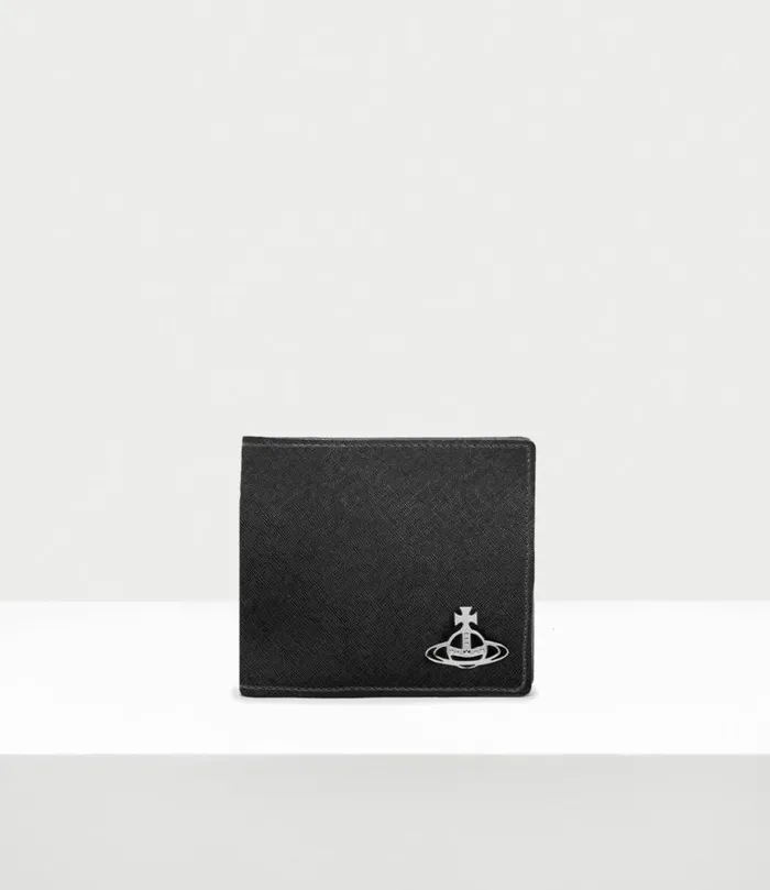Wallets Men Vivienne Westwood Saffiano Man Wallet With Coin Pocket In Black