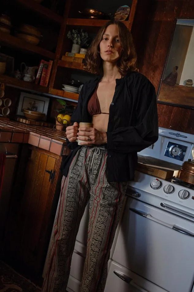 William Pant Men039s Paisley Stripe Black Women Natalie Martin Bottoms