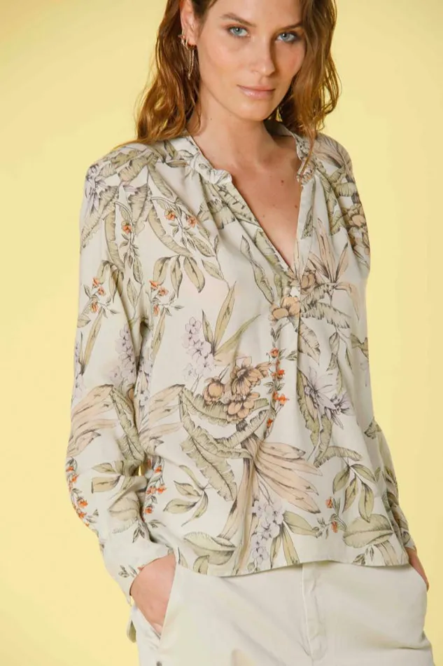 Woman Adele Long Sleeve Shirt In Tencel With Floreal Pattern Mason039s Shirts Woman Adele Long Sleeve Shirt In Tencel With Floreal Pattern Mason039s Shirts