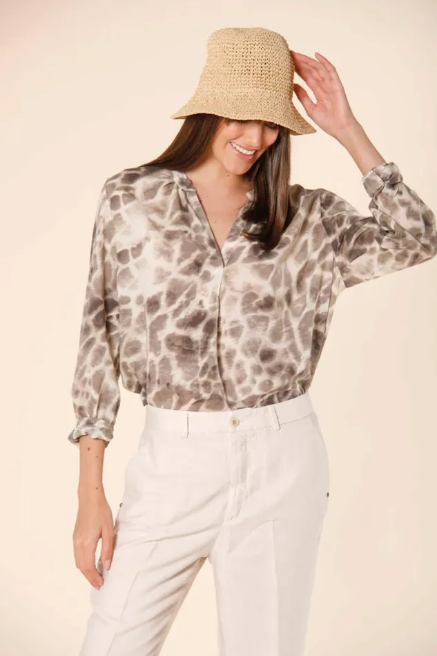 Woman Adele Long Sleeve Shirt In Tencel With Giraffe Pattern Mason039s Shirts Woman Adele Long Sleeve Shirt In Tencel With Giraffe Pattern Mason039s Shirts