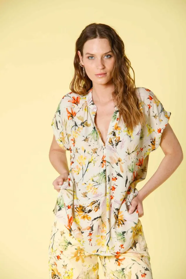 Woman Adele MM Short Sleeve Shirt In Popeline With Wildflower Pattern Mason039s Shirts Woman Adele MM Short Sleeve Shirt In Popeline With Wildflower Pattern Mason039s Shirts
