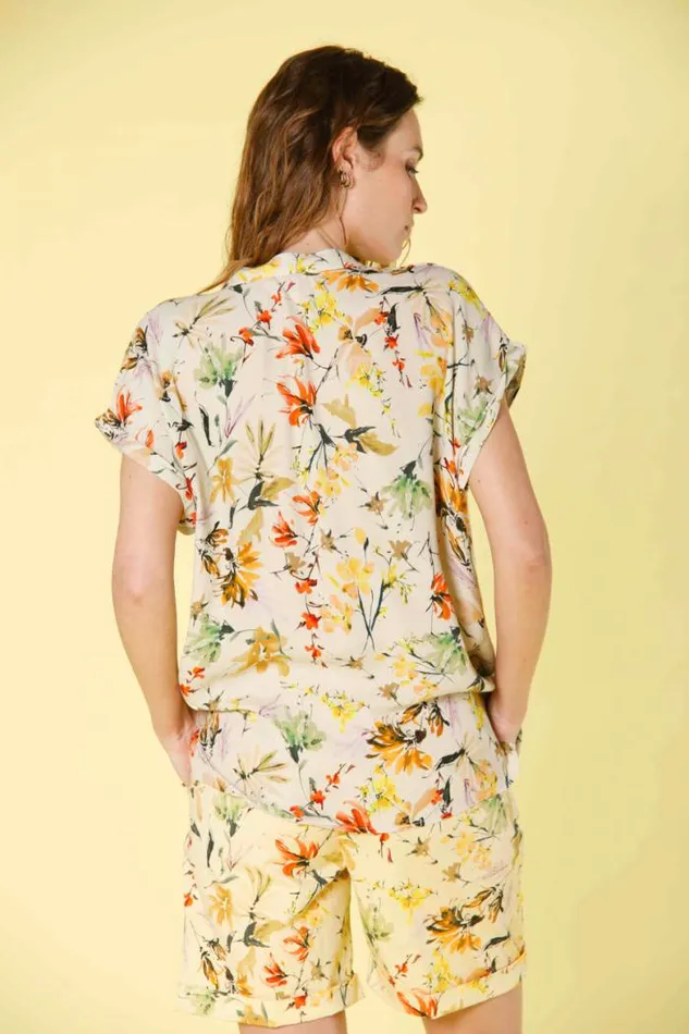 Woman Adele MM Short Sleeve Shirt In Popeline With Wildflower Pattern Mason039s Shirts