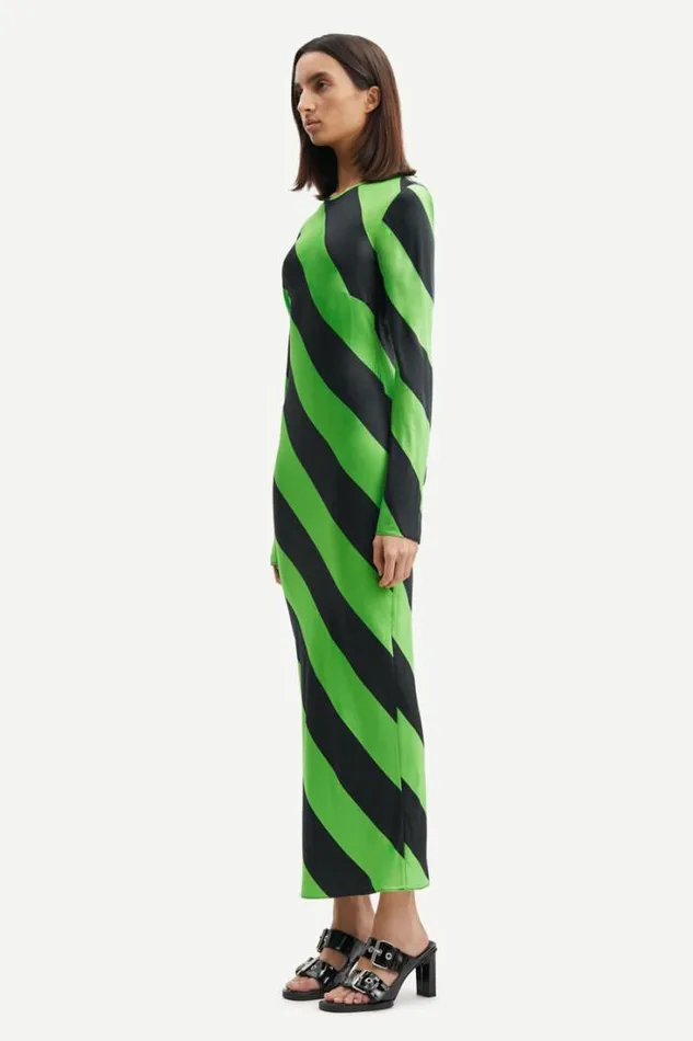 Woman Alina Long Dress 14903 Green Stripe Samse Samse Dresses and Jumpsuits