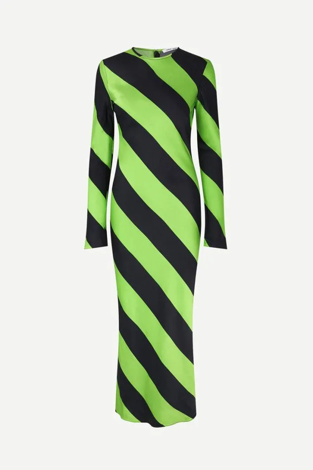Woman Alina Long Dress 14903 Green Stripe Samse Samse Dresses and Jumpsuits