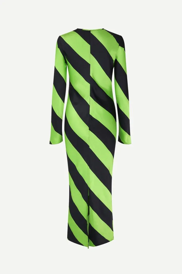 Woman Alina Long Dress 14903 Green Stripe Samse Samse Dresses and Jumpsuits