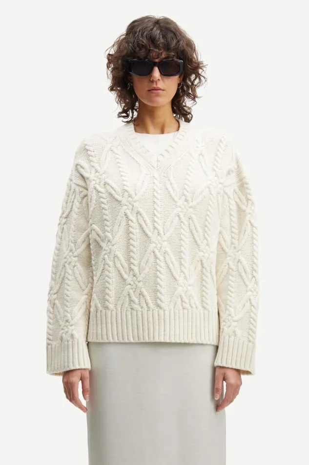 Woman Aline V Neck 11250 Clear Cream Samse Samse Knitwear