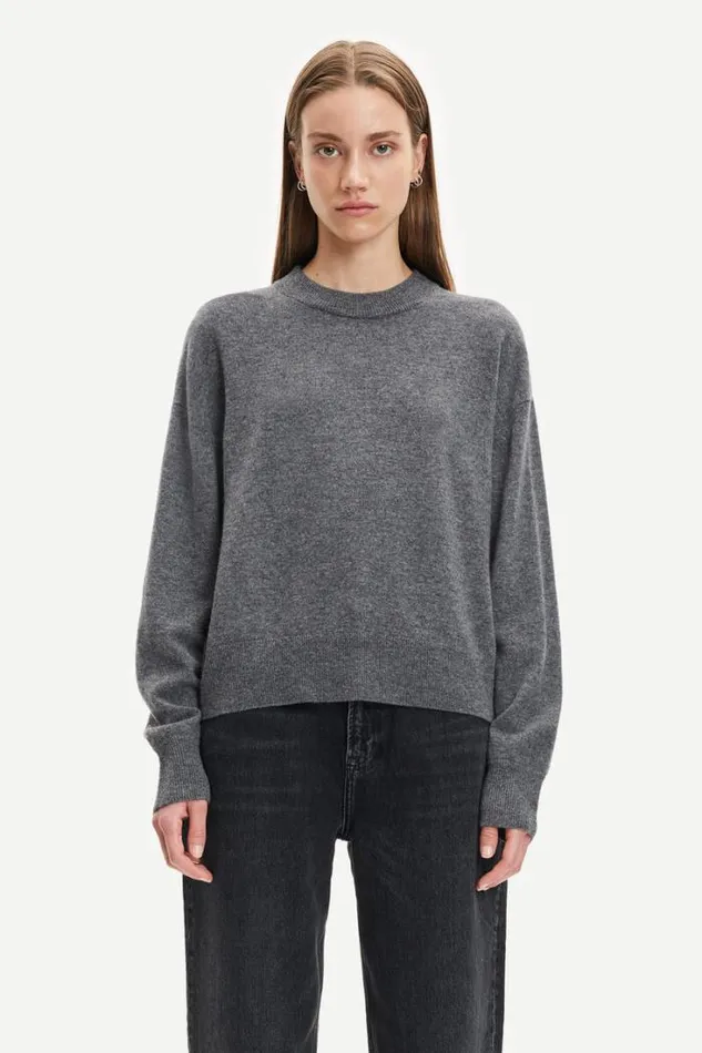 Woman Amaris Crew Neck 12758 Dark Grey Mel Samse Samse Knitwear