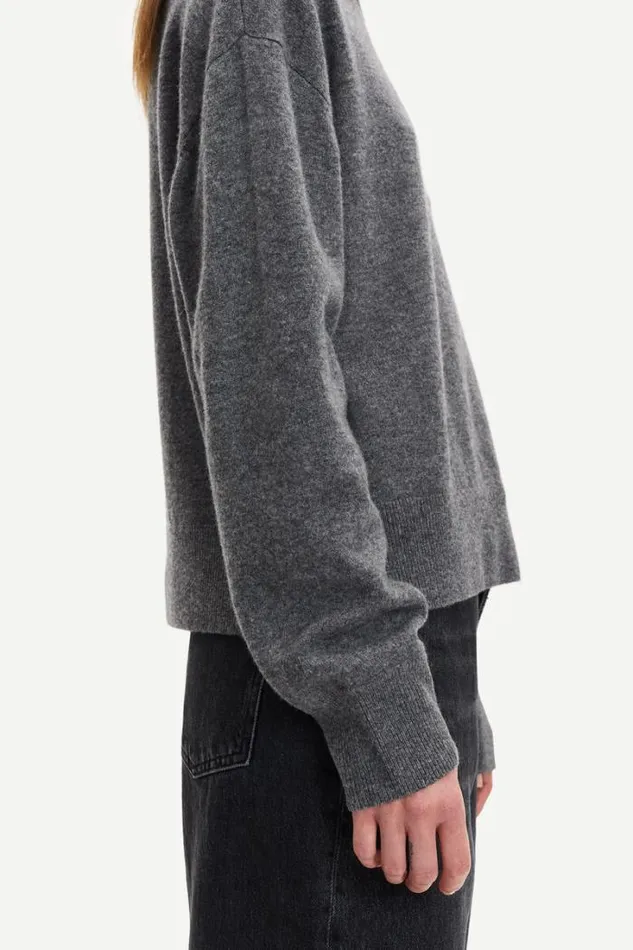 Woman Amaris Crew Neck 12758 Dark Grey Mel Samse Samse Knitwear