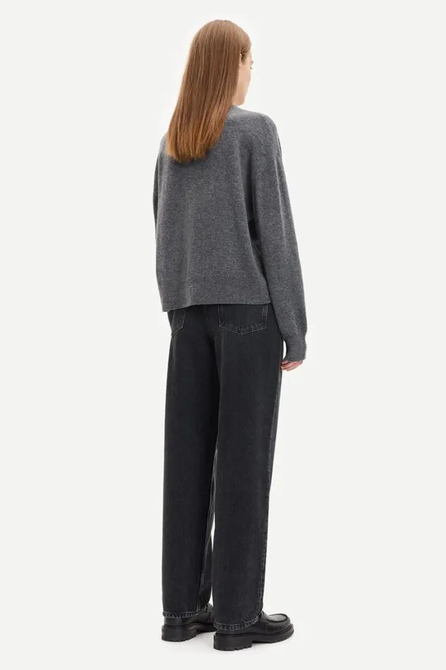 Woman Amaris Crew Neck 12758 Dark Grey Mel Samse Samse Knitwear