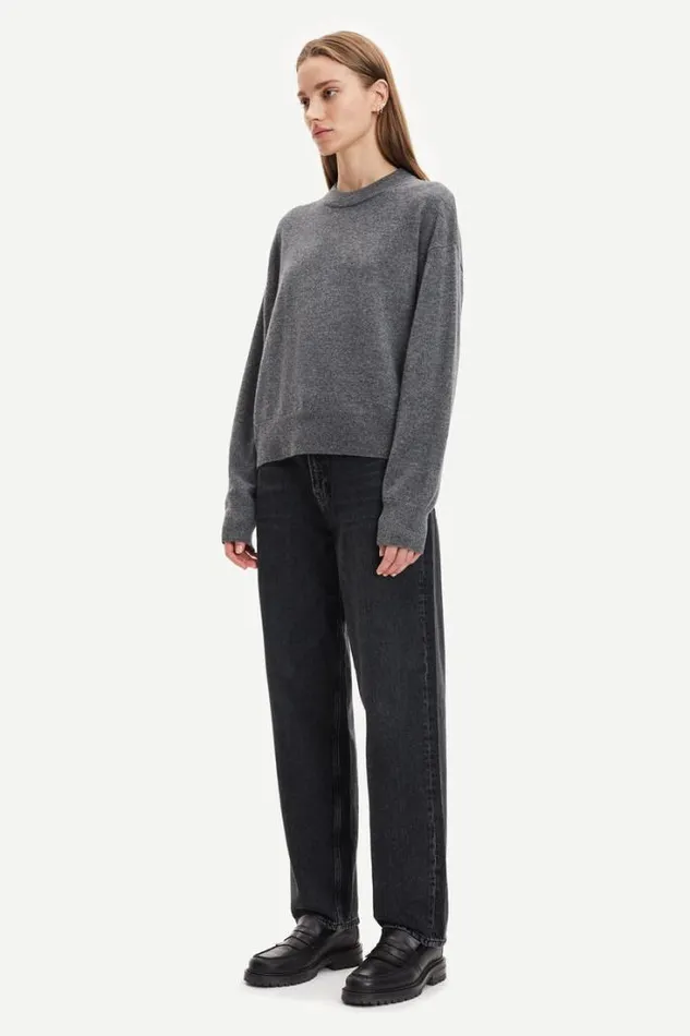 Woman Amaris Crew Neck 12758 Dark Grey Mel Samse Samse Knitwear