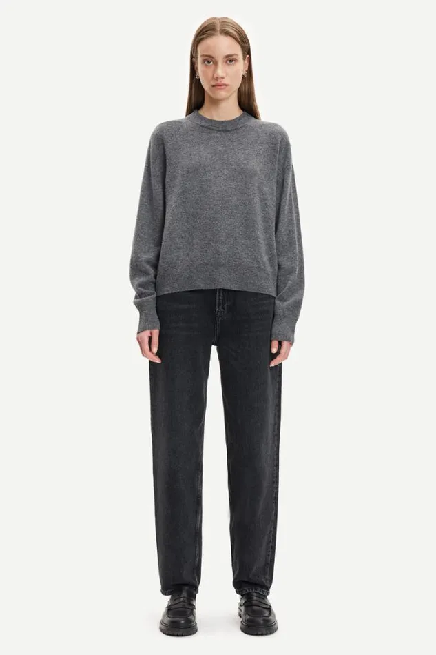 Woman Amaris Crew Neck 12758 Dark Grey Mel Samse Samse Knitwear